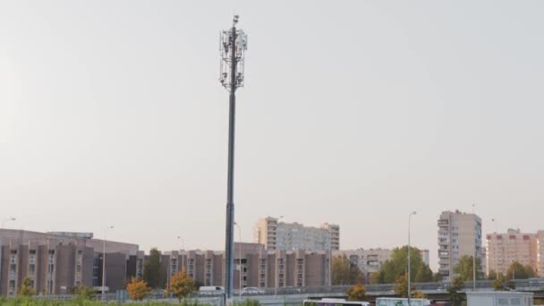 Wieża Komórkowa Bezprzewodowy Nadajnik Połączenie Mikrofalowy Sygnał Telefoniczny Telefon — Wideo stockowe