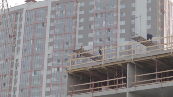 High Rise Builders Build Site Overlapping Collective Building Industry Professional — Stock Video