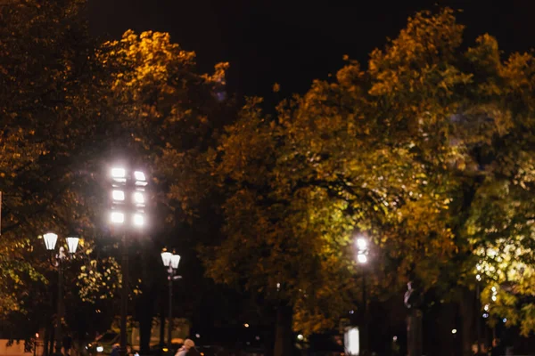 Νυχτερινά Φώτα Φωτισμού Στο Πάρκο Είναι Θολή Υπαίθρια Streetlamp — Φωτογραφία Αρχείου