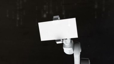 Dijital olarak oluşturulan video kartı matematiksel formülü ile digitally arayüzü arka planı holding beyaz robot kol