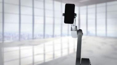 Gülümseyen doktor sinyal gösterir stetoskop tutan dijital olarak oluşturulan video