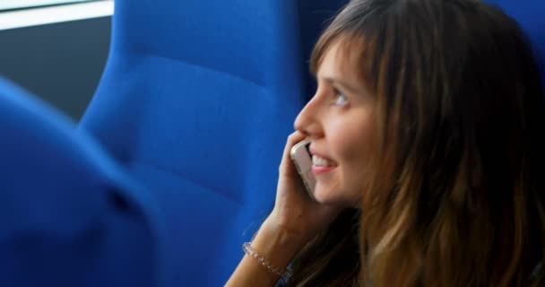 Young Woman Talking Mobile Phone While Travelling Ferry — Stock Video