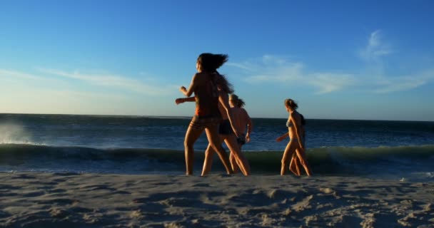 Siatkówka Kobiet Graczy Zabawy Plaży — Wideo stockowe