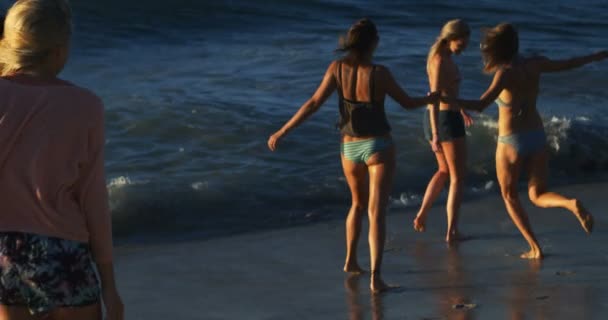 Jugadoras Voleibol Divirtiéndose Playa — Vídeos de Stock