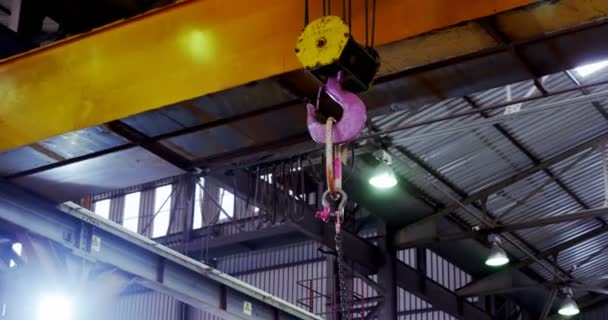 Modern Hoist Machine Hanging Workshop — Stock Video