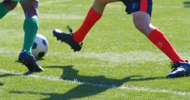 Jogadores Futebol Passando Bola Enquanto Praticam Campo — Vídeo de Stock
