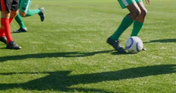 Jugadores Fútbol Determinados Practicando Campo — Vídeos de Stock