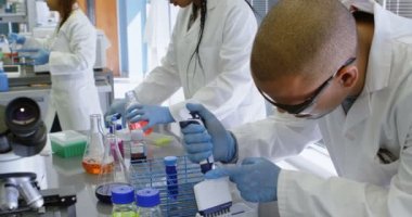 Birlikte 4 k laboratuvarda deneme bilim adamlarının ekip