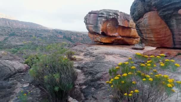 Drone Shot Rock Formations Countryside Landscape Africa — Stock Video