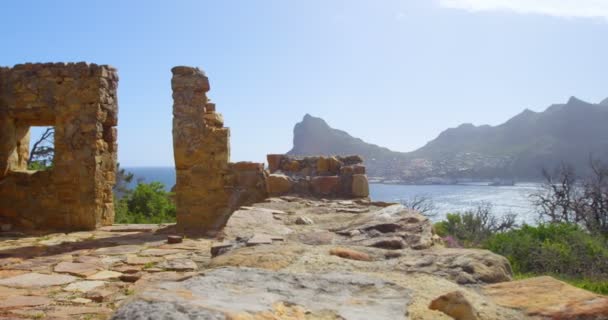 Pared Piedra Ruinas Luz Del Sol Sitio Arqueológico — Vídeos de Stock