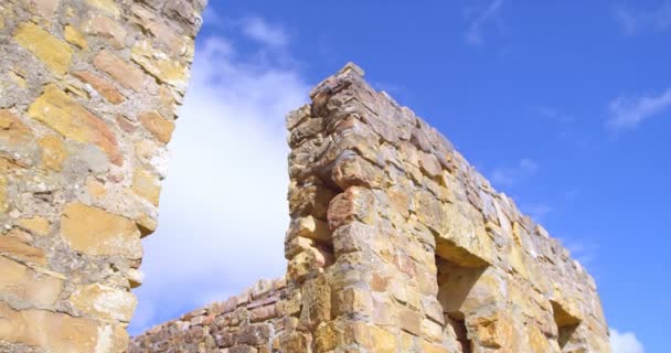 Pared Piedra Ruinas Luz Del Sol Sitio Arqueológico — Vídeos de Stock