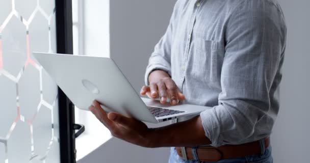 Homem Negócios Maduro Usando Laptop Escritório — Vídeo de Stock