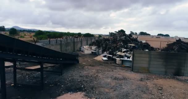 Drone Colpo Pezzi Metallo Arrugginito Scrapyard — Video Stock