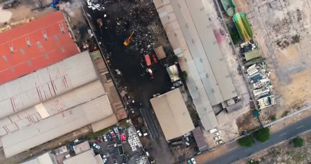 Aerial View Junkyard Daytime — Stock Video