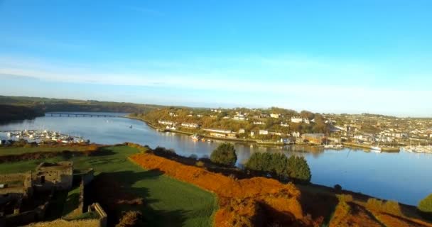 Aerial View Beautiful Landscape River — Stock videók