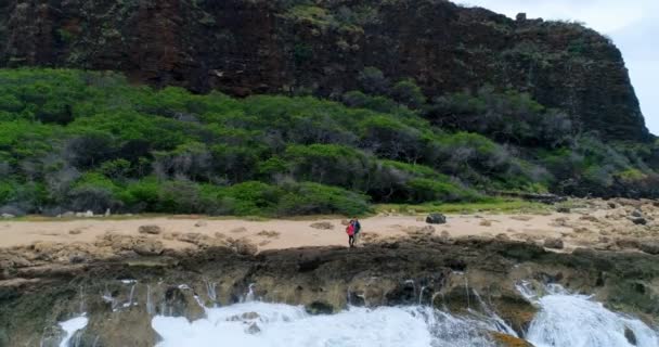 Pareja Despreocupada Mirando Mar Desde Costa — Vídeos de Stock