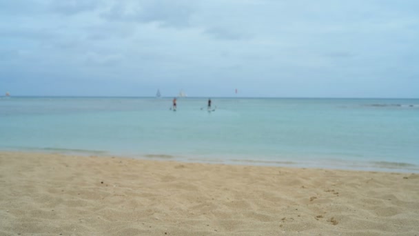 Vista Trasera Del Hombre Caminando Playa — Vídeos de Stock