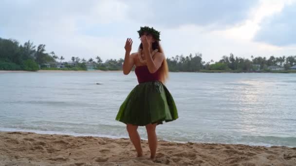 Hawaii Hula Danser Kostuum Dansen Eiland — Stockvideo