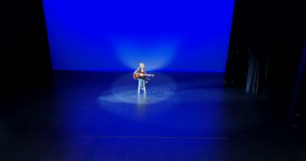 Männlicher Gitarrist Spielt Gitarre Auf Der Bühne — Stockvideo