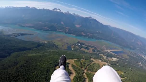 Bagian Rendah Dari Paraglider Paragliding Dalam Udara — Stok Video