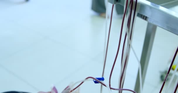 实验室技术员特写分析血袋4K — 图库视频影像