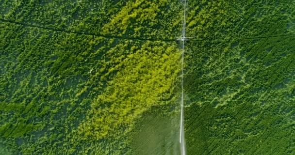 Luchtfoto Van Irrigatie Van Groene Gewassen Landelijk Gebied — Stockvideo