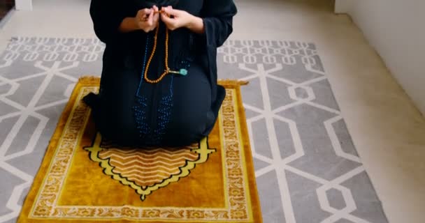 Woman Hijab Praying Home — Stock Video