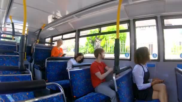 Side View Commuters Travelling Bus — Stock Video