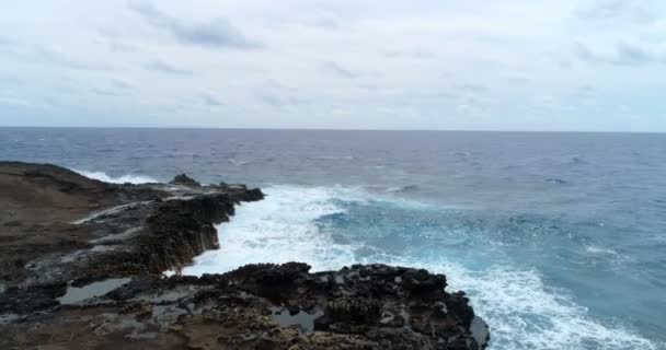 Wellen Die Auf Felsen Meer Plätschern — Stockvideo