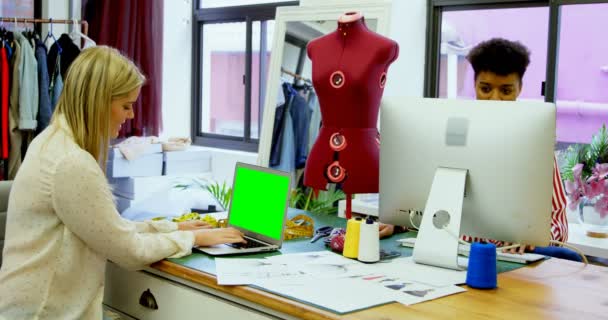 Fashion Designers Working Desk Fashion Studio — Stock Video