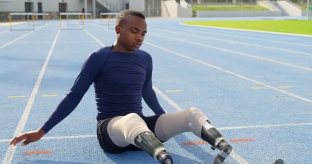 Exercice Athlétisme Handicapé Sur Une Piste Course Sur Site Sportif — Video