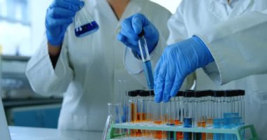 Kadın bilim adamları laboratuvar 4 k birbirleri ile etkileşim