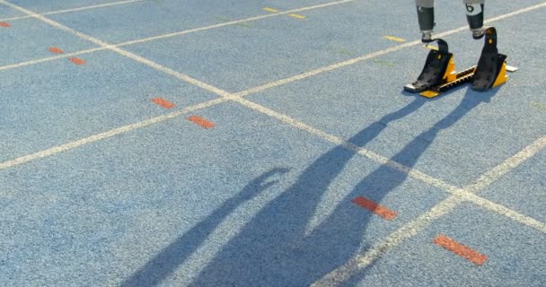 Engelli Koşu Parkuru Üzerinde Yarış Için Hazır Almak Atletik — Stok video