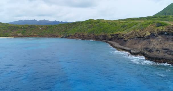 Vue Panoramique Des Falaises Mer Contre Ciel Nuageux — Video