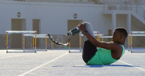 Disabili Atletica Esercizio Una Pista Corsa Presso Sede Sportiva — Video Stock