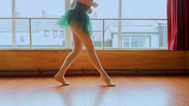 Bela Bailarina Praticando Dança Balé Estúdio Dança — Vídeo de Stock