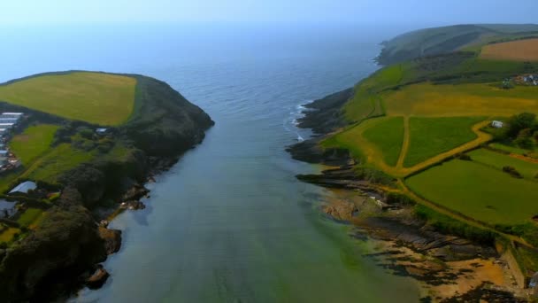 美丽的海和山的鸟图4K — 图库视频影像