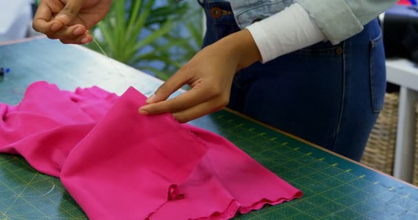 Fashion Designer Sewing Hand Fashion Studio — Stock Video