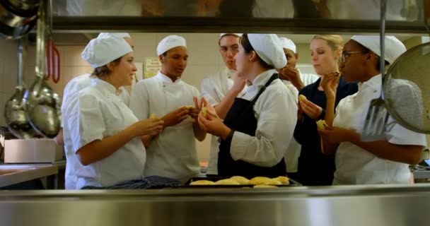 Testowanie Pliku Cookie Kuchni Restauracji Kucharze — Wideo stockowe