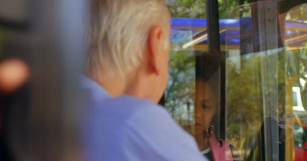 Pendlerin Nimmt Fahrkarte Vom Fahrer Bus — Stockvideo