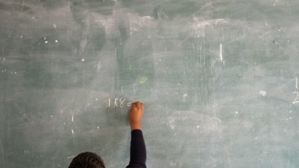 Schoolgirl Writing Chalkboard Classroom School — Stock Video