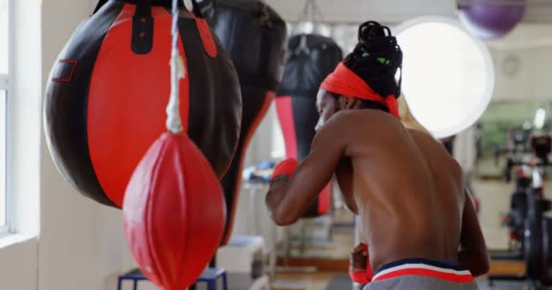 Boční Pohled Mužské Boxer Boxerka Boxu Fitness Studio — Stock video