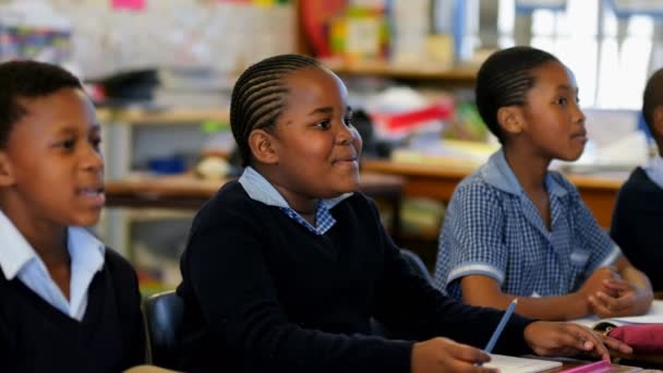 Schoolkid Studerar Klassrummet Skolan — Stockvideo