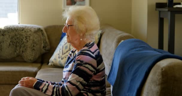 Nipote Che Dono Sua Nonna Salotto Casa Eccitato Nonna Accettato — Video Stock