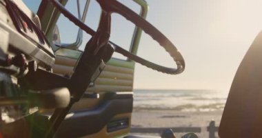 Van iç Close-up. Van koltuk 4k üzerinde güneş gözlüğü