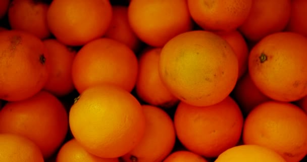 Primer Plano Fruta Naranja Cesta Supermercado Naranjas Frescas — Vídeos de Stock