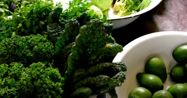 Green Healthy Vegetables Kitchen Worktop — Stock Video