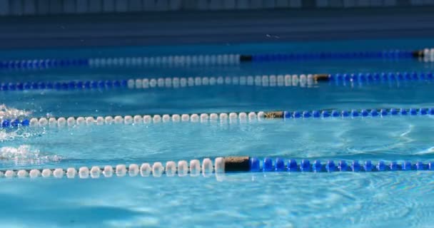 Man Vrouw Samen Zwemmen Het Zwembad Zwemmer Beoefenen Freestyle — Stockvideo