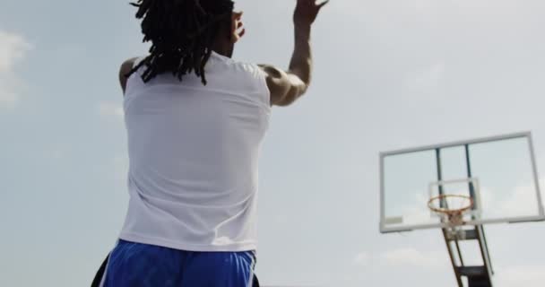 Low Angle View African American Basketball Player Playing Basketball Basketball Royalty Free Stock Video