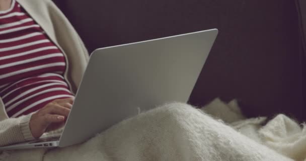 Üst Düzey Bir Beyaz Adamın Kanepede Oturup Tablet Bilgisayar Kullanmasının — Stok video